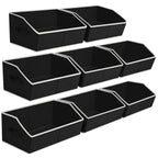 Homsorout Closet Organizers Bins 6 Packs - Large Closet Shelf Organizer with Handles, Fabric Trapezoid Storage Bins, Collapsible Storage Cubes for Clothes, Towels, Light Gray