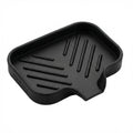 MicoYang Silicone Soap Dish with Drain Spout, Self-Draining Sink Organizer Tray for Bathroom and Kitchen, Sponges, Dispensers and Soap Holder, Non-Slip and Dishwasher Safe, Black (Compact, 4.9"×3.2")
