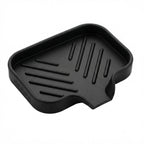 MicoYang Silicone Soap Dish with Drain Spout, Self-Draining Sink Organizer Tray for Bathroom and Kitchen, Sponges, Dispensers and Soap Holder, Non-Slip and Dishwasher Safe, Black (Compact, 4.9"×3.2")
