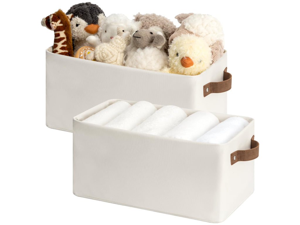 StorageWorks Narrow Storage Bins, Long Baskets, Brown and Beige, 2-Pack