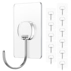 Adhesive Wall Hooks No Drill Clear Heavy Duty, 13LB Sticky 12 Pack