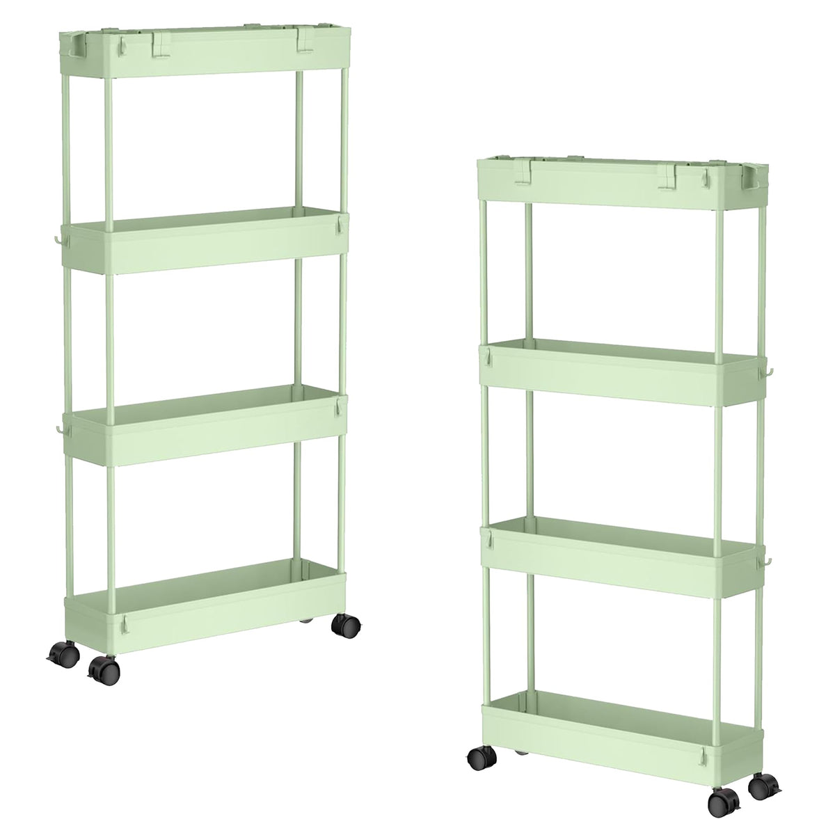SPACELEAD Slim Storage Cart 4 Tier,Bathroom Organizer Rolling Utility, Mobile Shelving Unit Slide Out for Office, Kitchen, Laundry Room & Narrow Places,White
