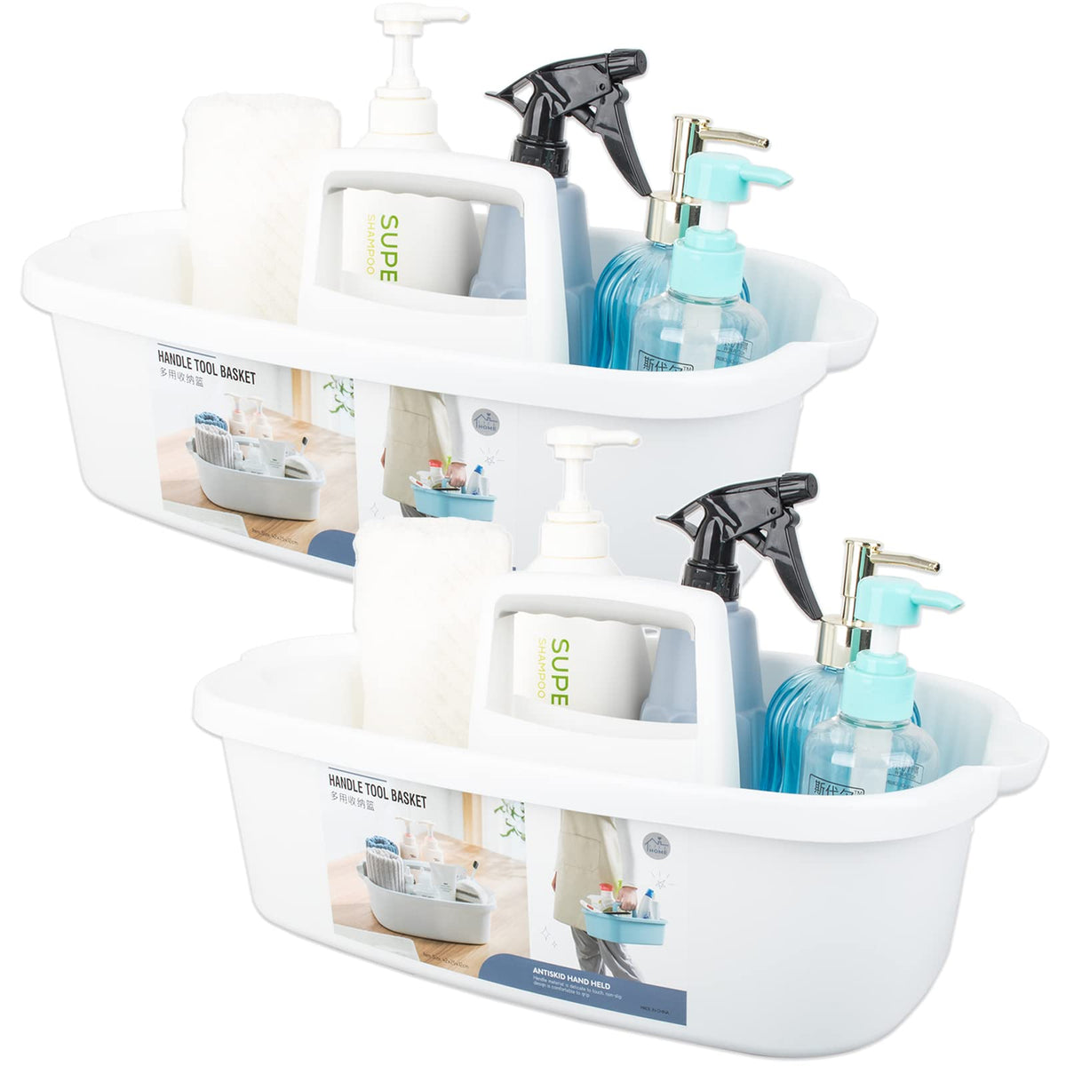 JiatuA Large Cleaning Supplies Caddy Portable Shower Caddy Basket Dark Gray