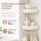 Corner Shower Caddy Suction Cup, Removable Bath Organizer Shelf