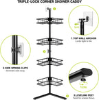 Standing Corner Shower Caddy - 4-Tier Rustproof Adjustable Shower Shelves