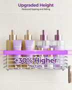 Shower Caddy Adhesive 3 Pack Stainless Steel Storage Organizers-Silver