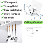 Adhesive Wall Hooks No Drill Clear Heavy Duty, 13LB Sticky 12 Pack