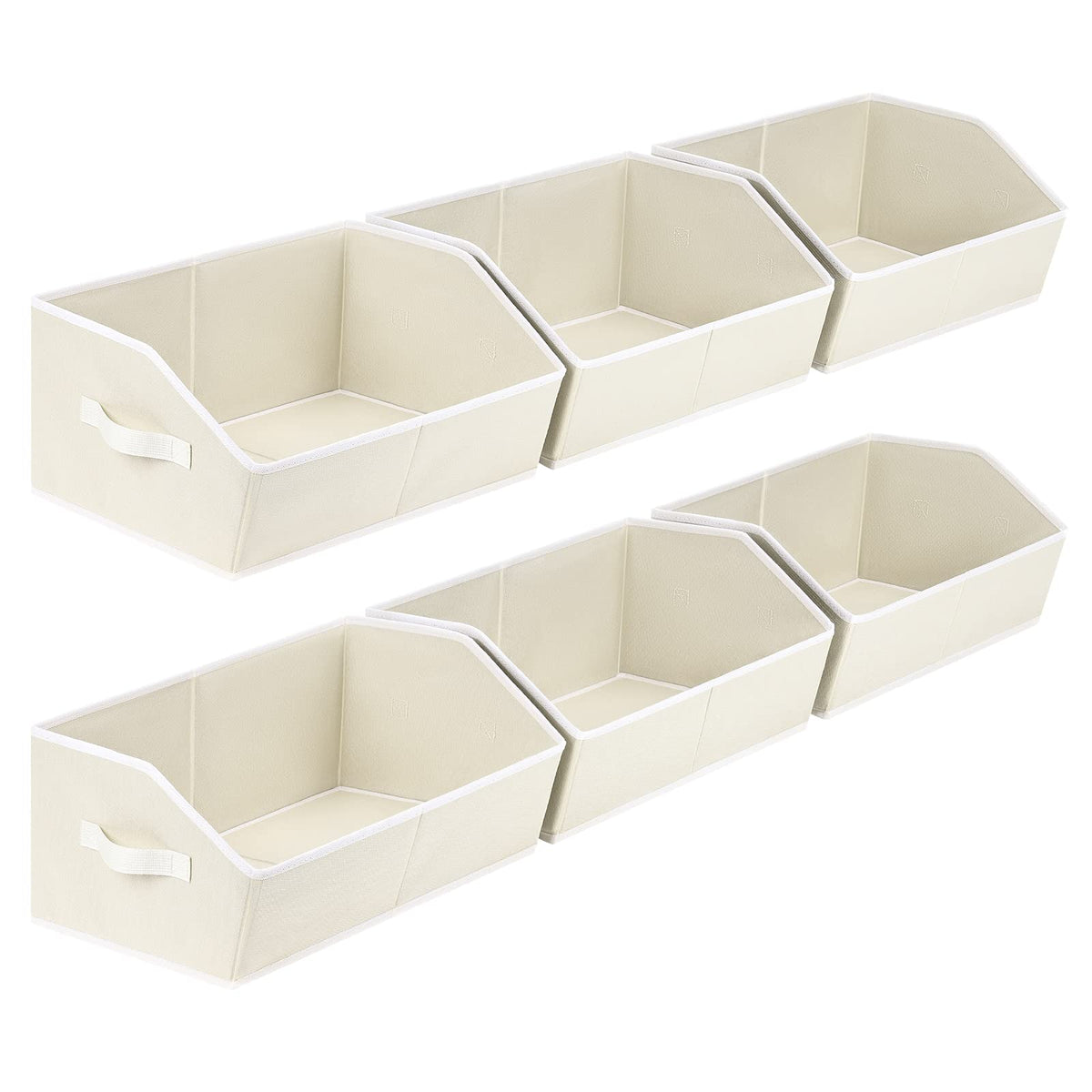 Homsorout Closet Organizers Bins 6 Packs - Large Closet Shelf Organizer with Handles, Fabric Trapezoid Storage Bins, Collapsible Storage Cubes for Clothes, Towels, Light Gray