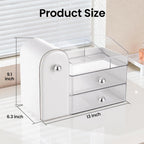 Makeup Organizer Countertop with Makeup Brush Holder,White