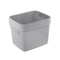 Sterilite Tall Weave Basket, Rectangular Plastic Décor Bin, Gray, 6 Pack