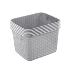 Sterilite Tall Weave Basket, Rectangular Plastic Décor Bin, Gray, 6 Pack
