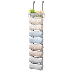 HapiRm Towel Racks for Bathroom Storage - 6 Tier Over The Door & Wall Mount Rolled Towel Storage Organizer Holder with Metal Shelf Basket for Small Bathroom, Camper, Rv - Black, Patented