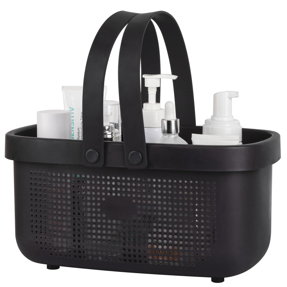 JiatuA Plastic Storage Basket with Handle Portable Shower Caddy Tote Organizer Basket Bin for Bathroom Kitchen Dorm Room Bedroom, Green