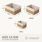 Wicker Storage Baskets Set of 3, Bathroom & Shelf Bins
