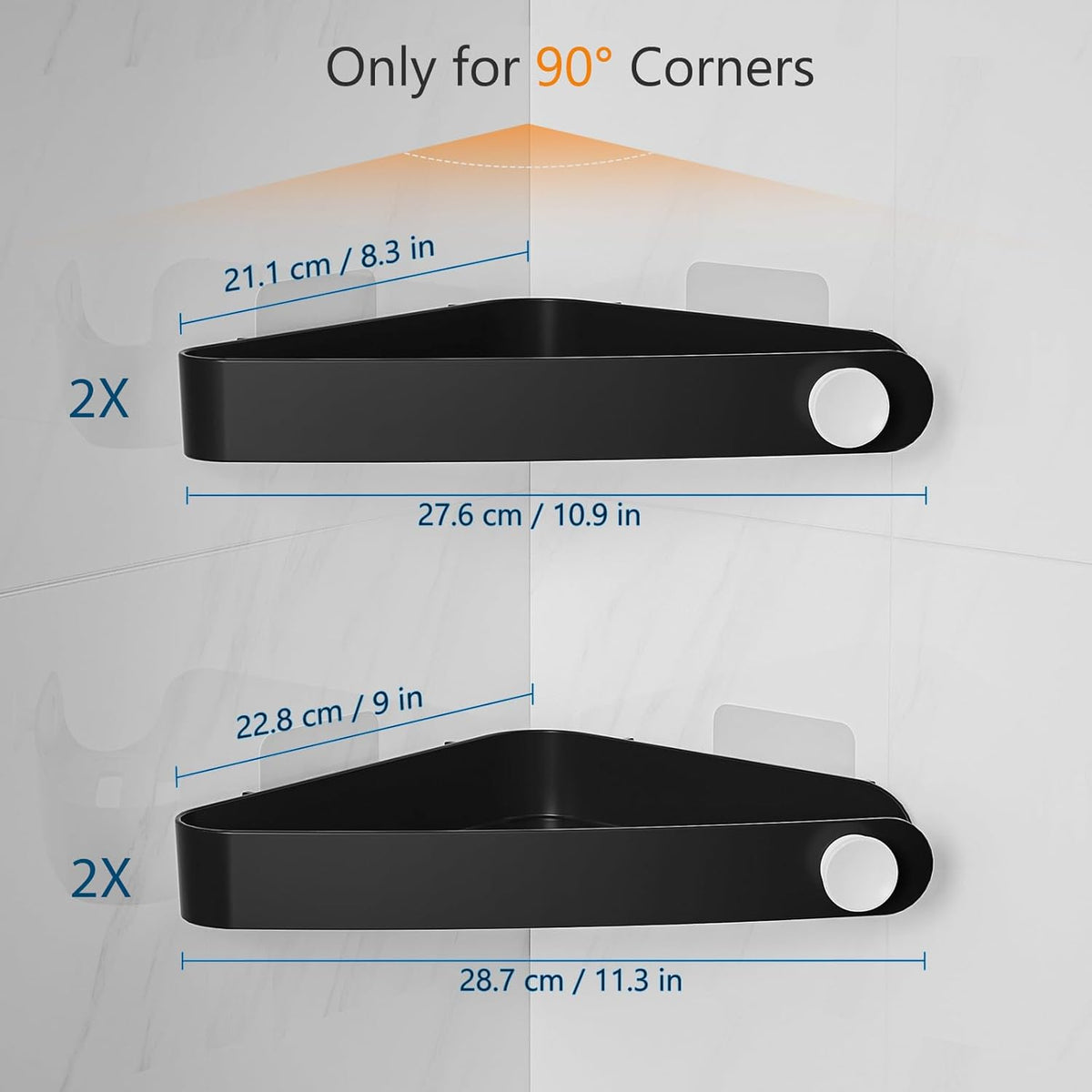 Sotfamily Plastic Shower Caddy Corner (for 90° Only), 4 Pack, Black