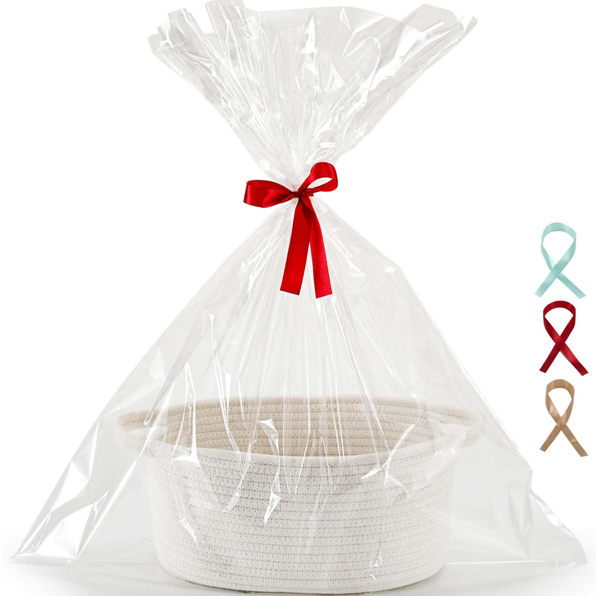 Happyiren Medium Woven Cotton Rope Basket, Empty DIY Gift Basket for Burr