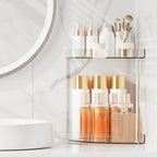 Bathroom Counter Organizer Countertop 2 Tier Storage Acrylic Corner Makeup Organizer for Perfume Stand, Vanity Holder, Dresser Tray, Spice Rack, Skincare, Coffee Bar, Room Decor (Clear)