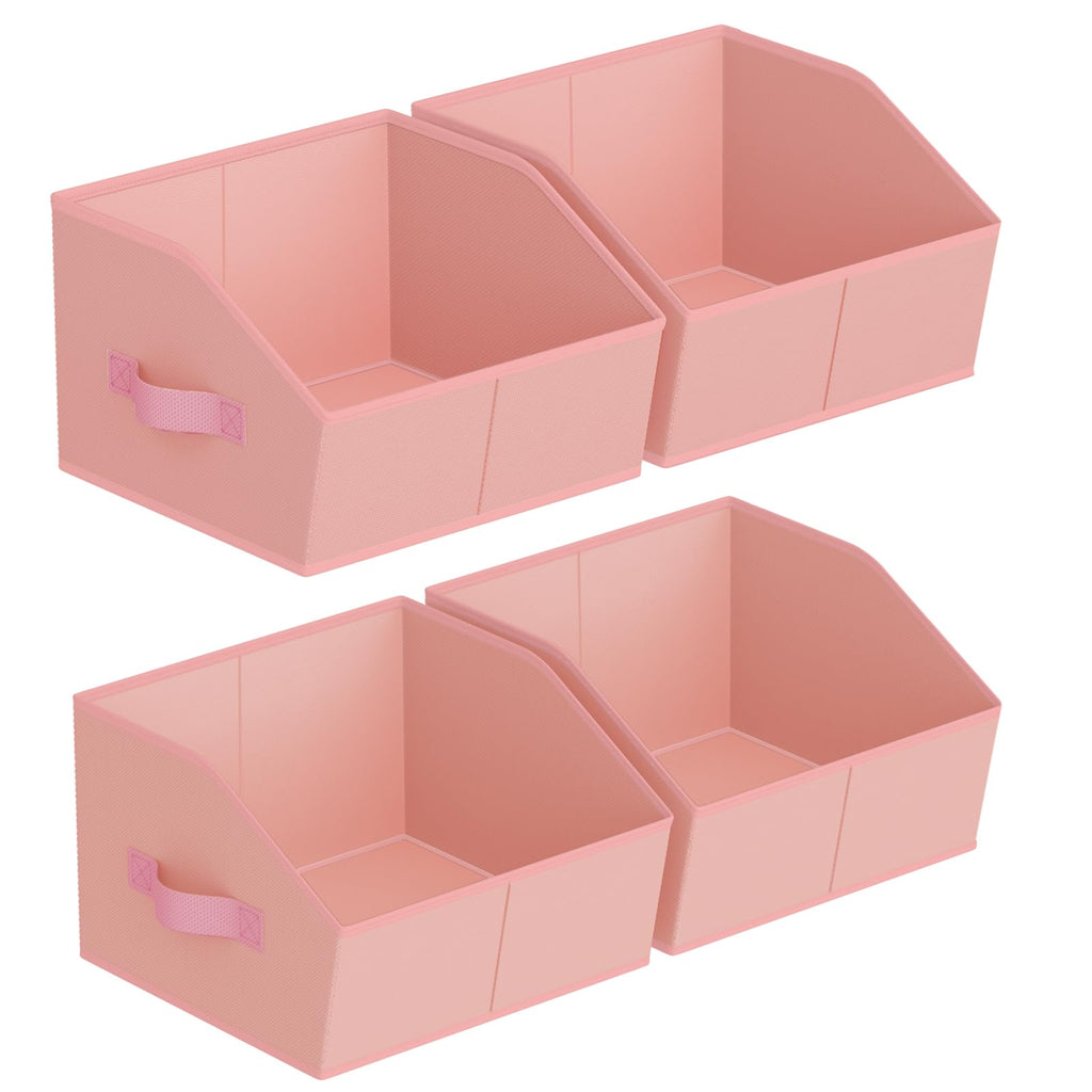 Homsorout Closet Organizers Bins 6 Packs - Large Closet Shelf Organizer with Handles, Fabric Trapezoid Storage Bins, Collapsible Storage Cubes for Clothes, Towels, Light Gray