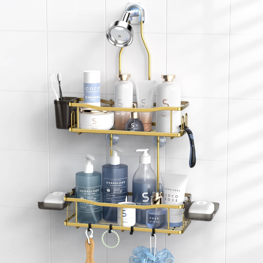 Hanging Shower Caddy Over Shower Head - No Drill Rustproof Shower Rack
