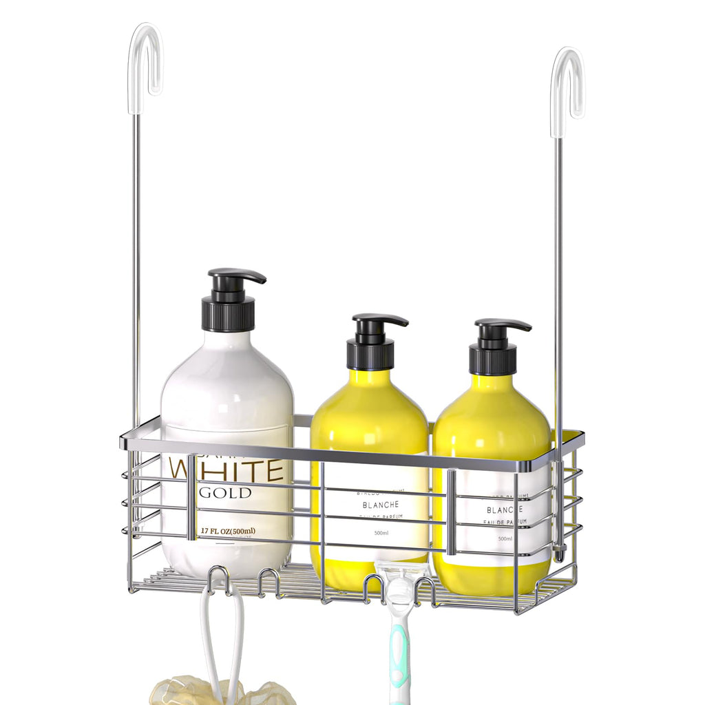 DELLAN Hanging Shower Organizer, Shower Rack with Hooks Over the Door