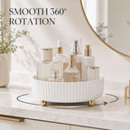 360 Rotating Makeup Perfume Organizer Skincare Tray, Small Ivory White