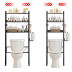 Over the Toilet Storage Shelf 3-Tier Adjustable Bathroom Organizers and Storage Shelves Bathroom Rack Above Toilet Storage with Paper Holder and 4 Hooks Space Saver Storage for Laundry