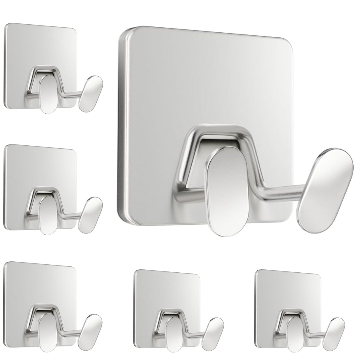 Adhesive Shower Hooks for Inside - Extra Sticky Stainless, Razor Holder Shower Accessories, Wall Mounted Self-Adhesive Double Hooks for Razor, Loofah, Towel, Shaver, Coat, Key, Matt Black, 4-Pack