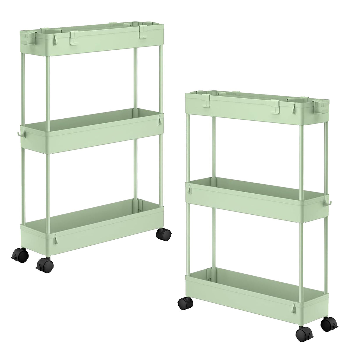 SPACELEAD Slim Storage Cart 3 Tier,Bathroom Organizer Rolling Utility, Mobile Shelving Unit Slide Out for Office, Kitchen, Laundry Room & Narrow Places,White