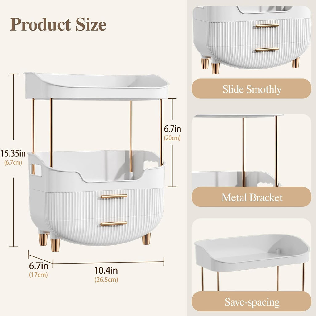 caktraie 4-Tier Makeup Organizer Bathroom Countertop Storage White