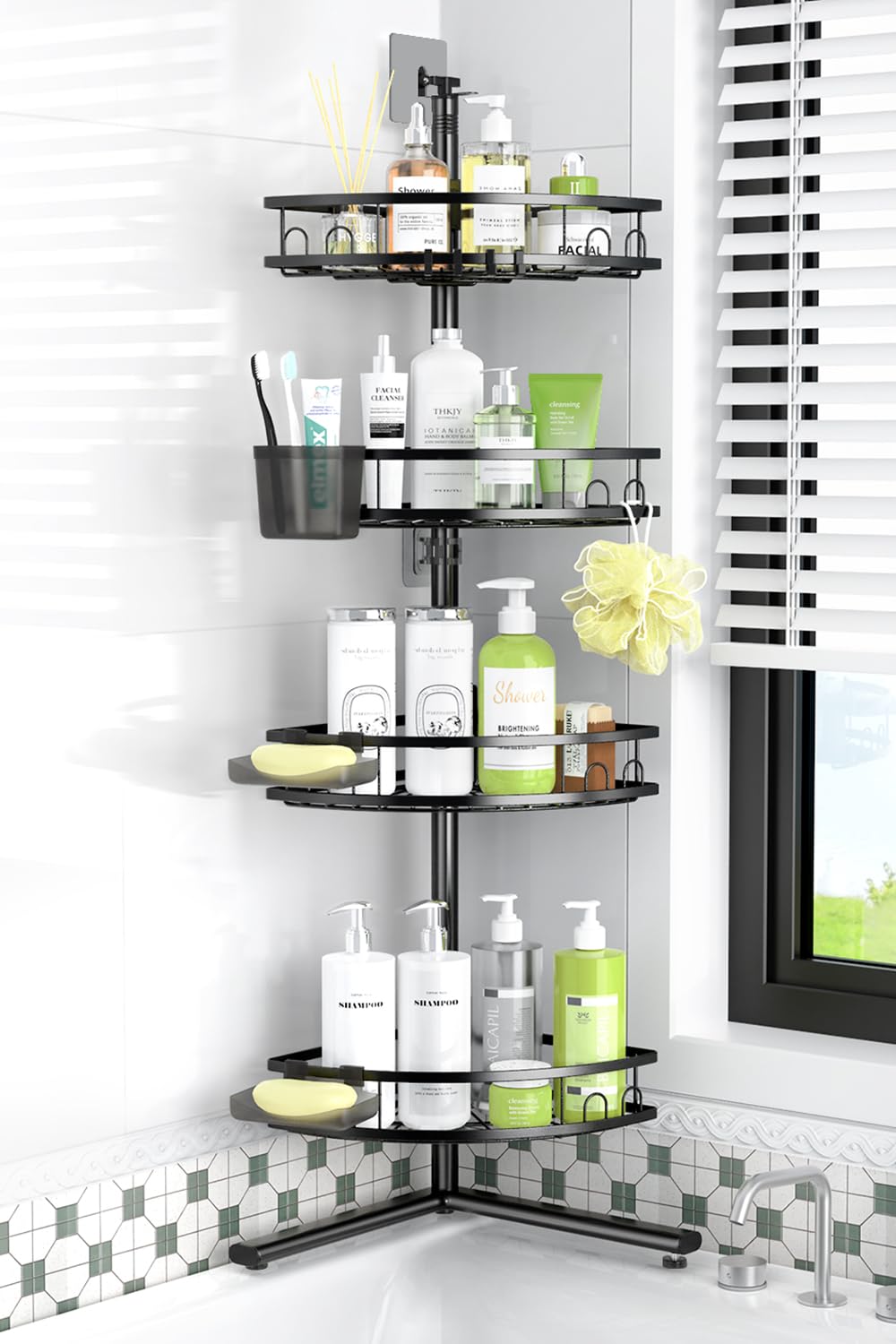 Standing Shower Caddy Corner - Rustproof Bathroom Shower Stand Shelf