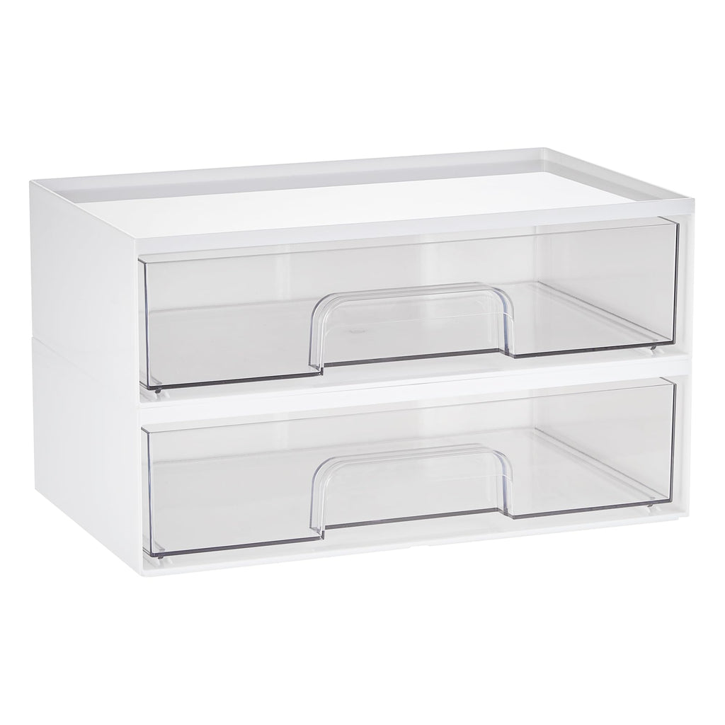Vtopmart 4 Pack Small Clear Stackable Storage Drawers, Fits Narrow Spaces