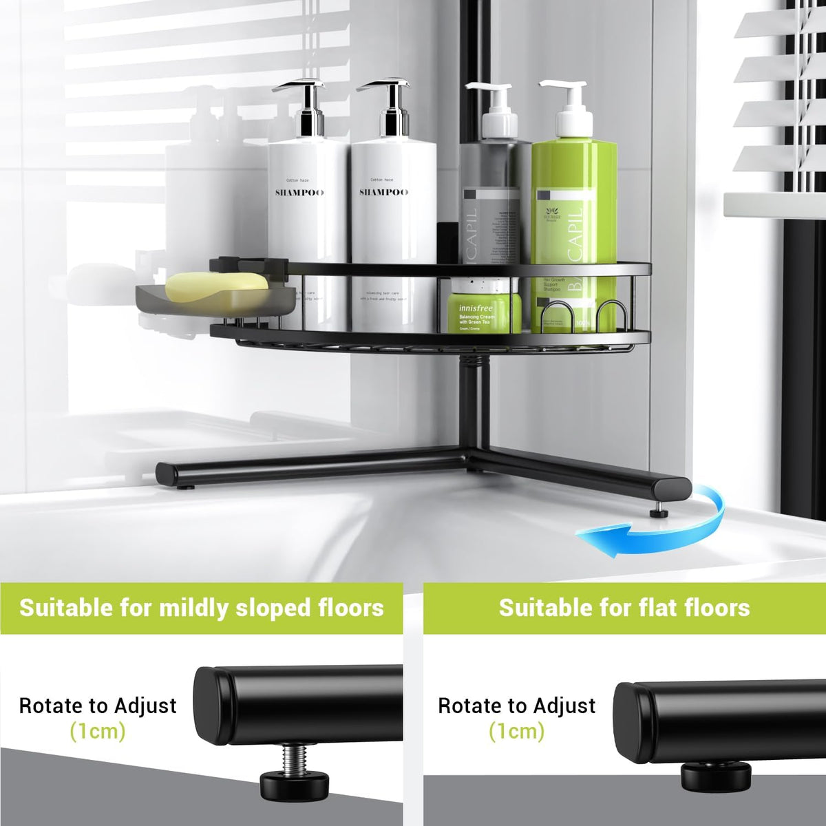 Standing Shower Caddy Corner - Rustproof Bathroom Shower Stand Shelf