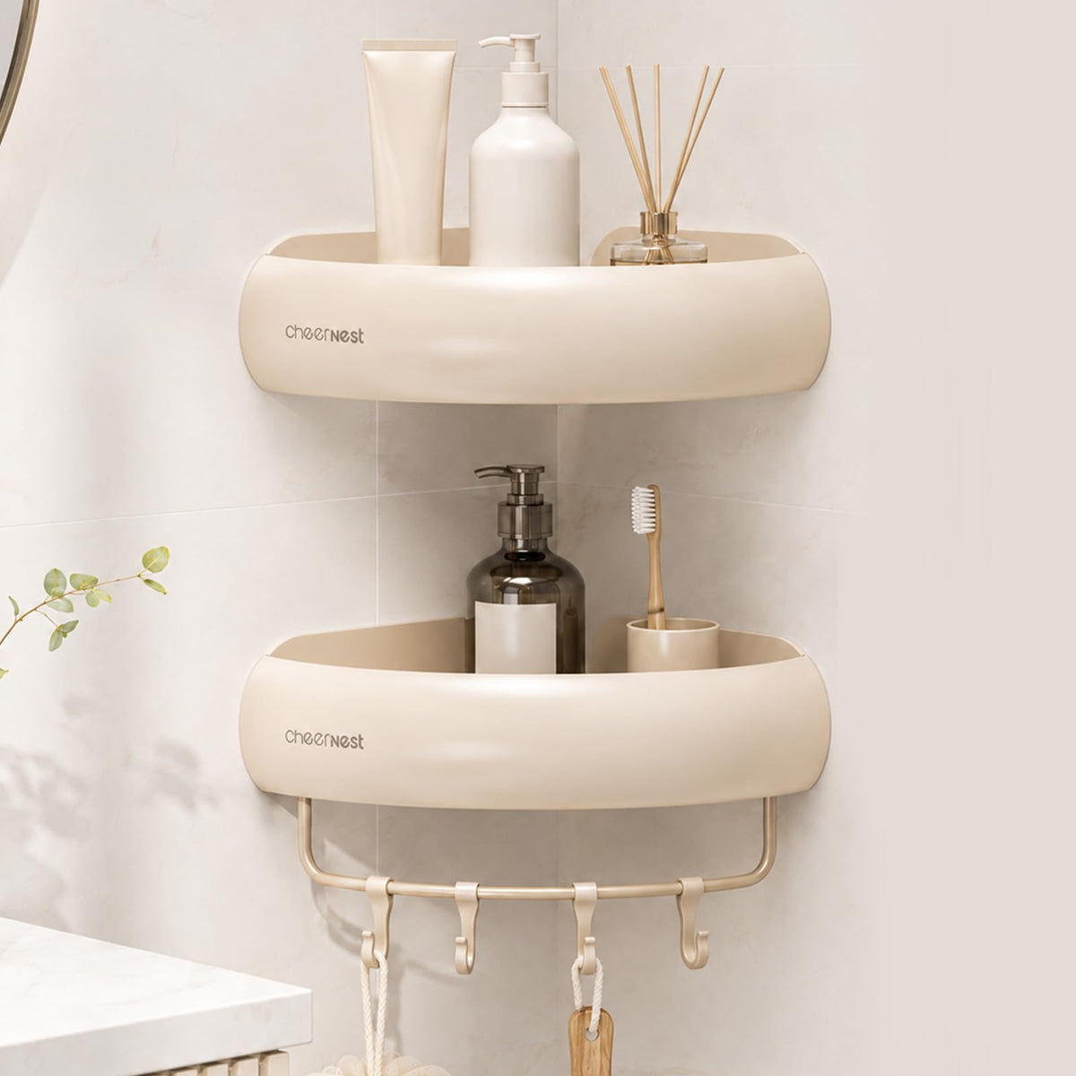 Corner Shower Caddy Adhesive, No Drilling Shower Organizer Shelf