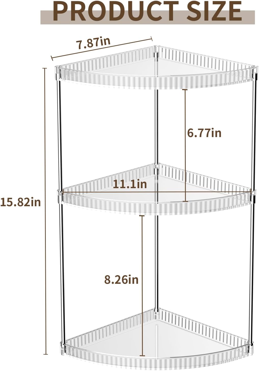 3 Tier Corner Bathroom Counter Organizer, Clear Vanity Makeup Storage Shelf