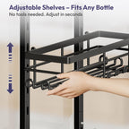 SWTYMIKI Over The Door Shower Caddy - 4 Tier Rustproof Hanging Shower Organizer with Adjustable Shelves, 40 Hooks & Soap Holder, Hanging Shower Rack Storage for Bathroom Accessories, Black