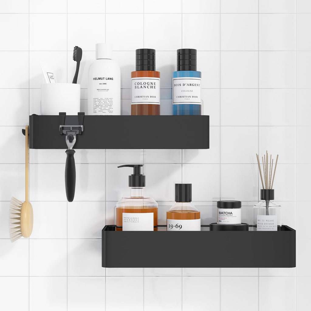 Kitsure Shower Caddy Adhesive, Stylish Shower Organizer, Large, Black