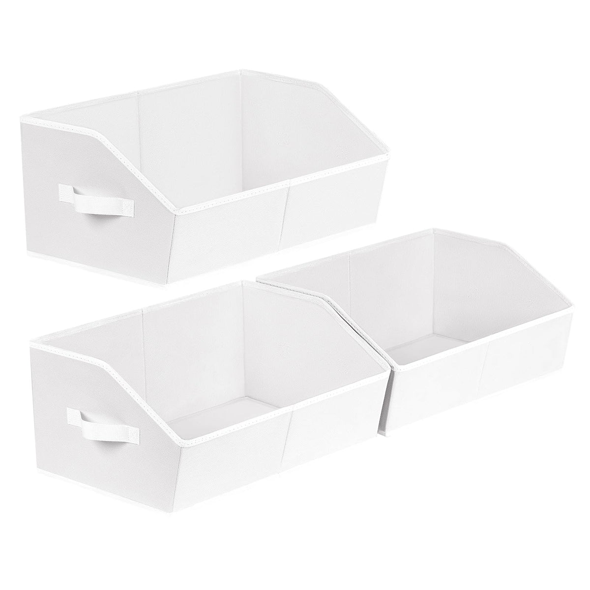 Homsorout Closet Organizers Bins 6 Packs - Large Closet Shelf Organizer with Handles, Fabric Trapezoid Storage Bins, Collapsible Storage Cubes for Clothes, Towels, Light Gray