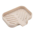 MicoYang Silicone Soap Dish with Drain Spout, Self-Draining Sink Organizer Tray for Bathroom and Kitchen, Sponges, Dispensers and Soap Holder, Non-Slip and Dishwasher Safe, Black (Compact, 4.9"×3.2")