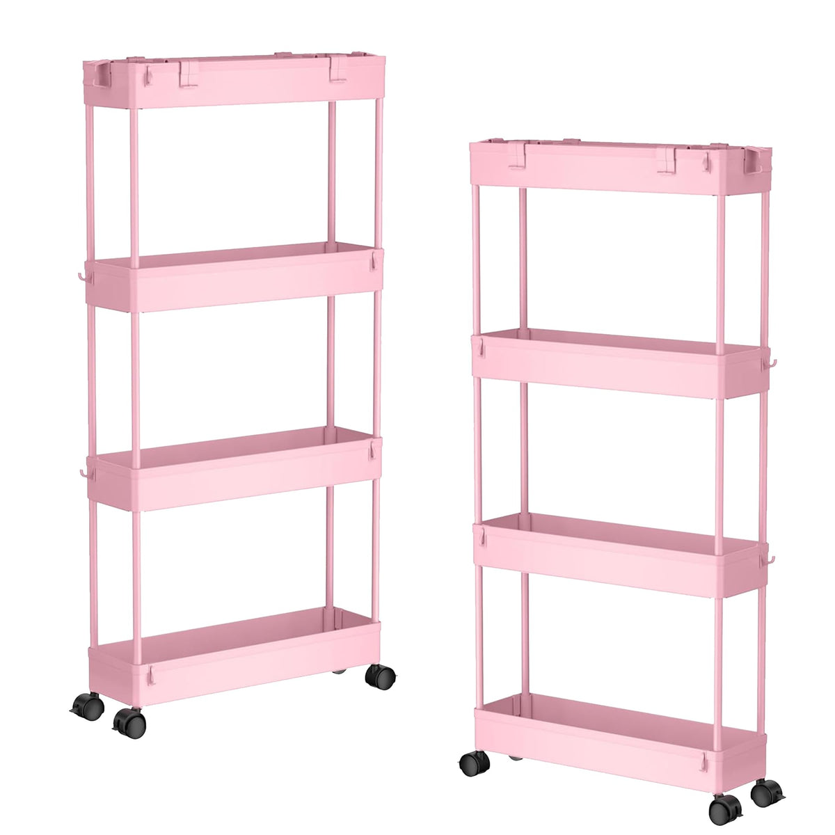 SPACELEAD Slim Storage Cart 4 Tier,Bathroom Organizer Rolling Utility, Mobile Shelving Unit Slide Out for Office, Kitchen, Laundry Room & Narrow Places,White