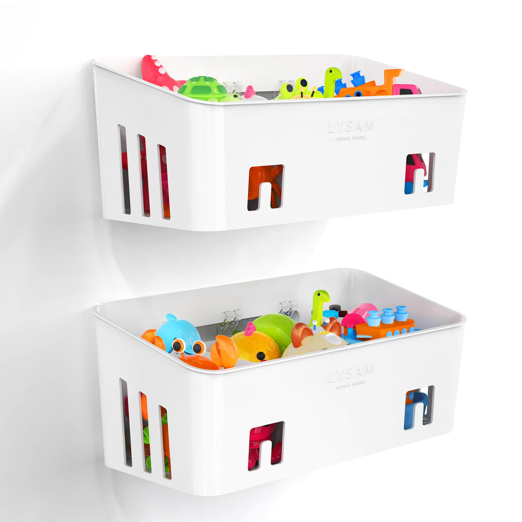 Bath Toy Storage 2 Packs, Large Bath Toy Holder - 3 Compartments, Quick-Dry