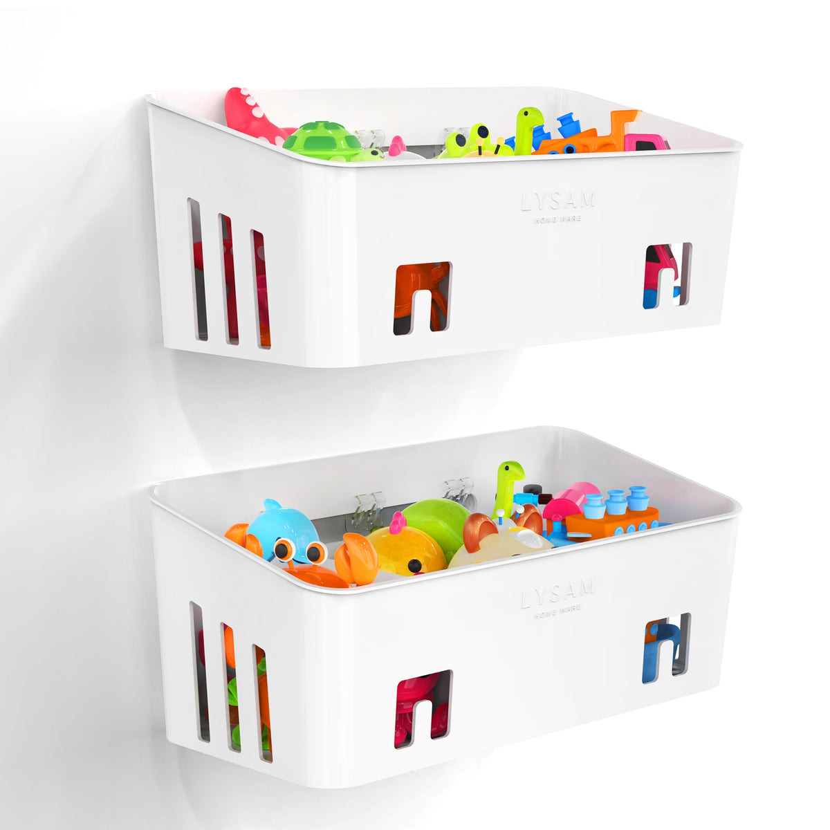Bath Toy Storage 2 Packs, Large Bath Toy Holder - 3 Compartments, Quick-Dry