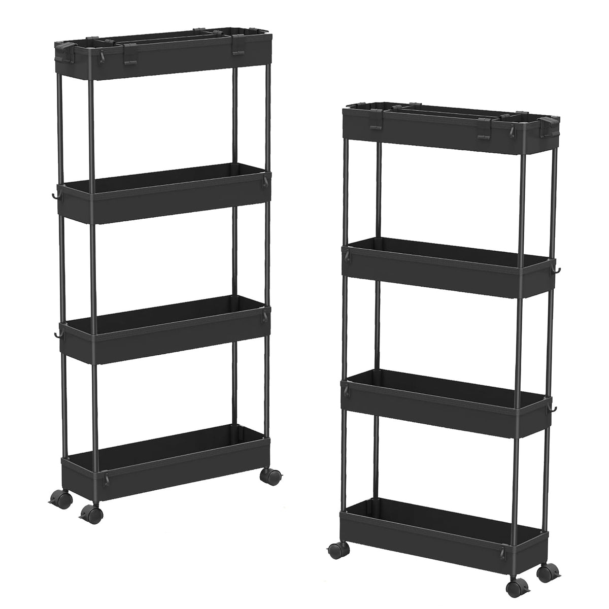 SPACELEAD Slim Storage Cart 4 Tier,Bathroom Organizer Rolling Utility, Mobile Shelving Unit Slide Out for Office, Kitchen, Laundry Room & Narrow Places,White