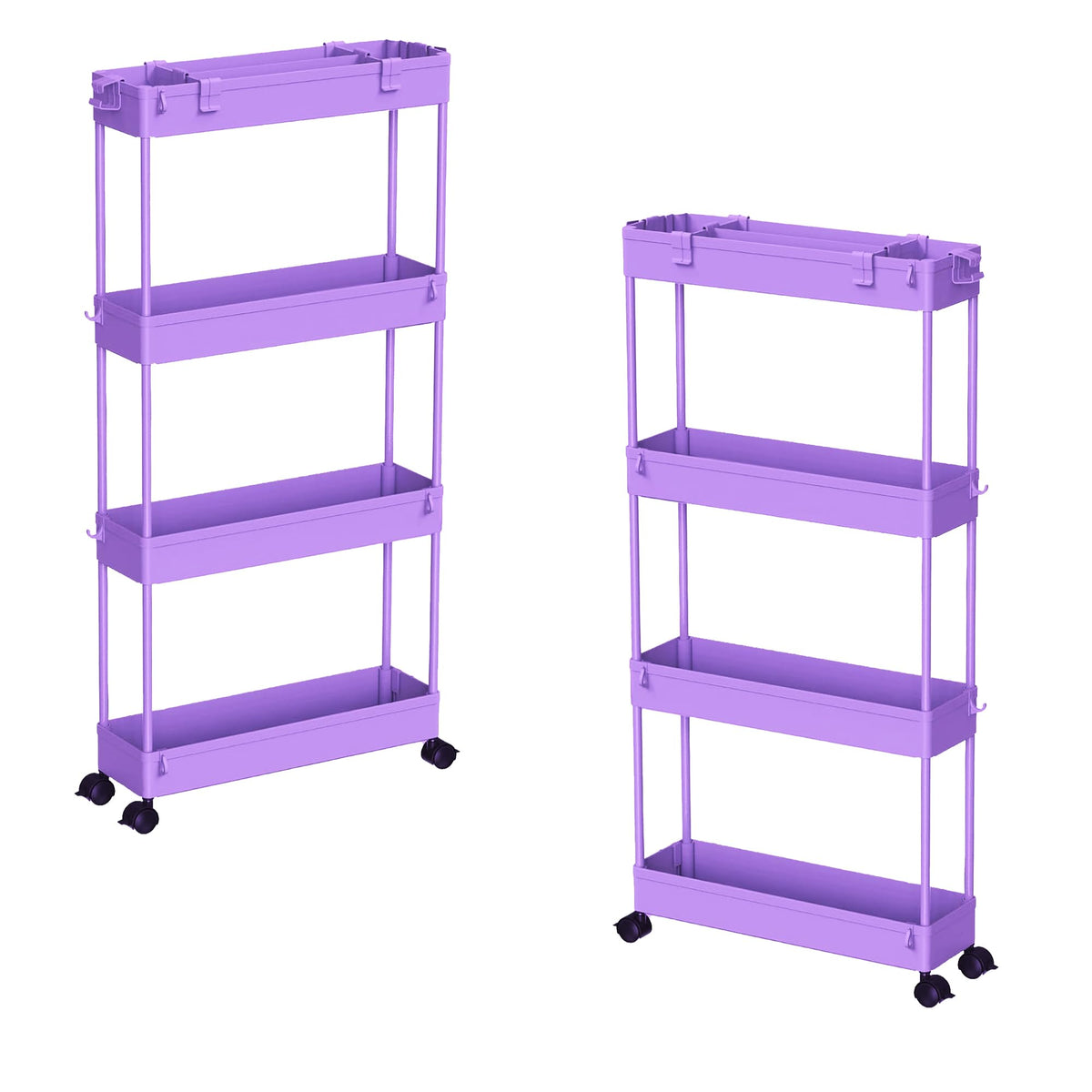 SPACELEAD Slim Storage Cart 4 Tier,Bathroom Organizer Rolling Utility, Mobile Shelving Unit Slide Out for Office, Kitchen, Laundry Room & Narrow Places,White