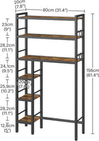 Over The Toilet Storage with Side Rack, 6-Tier Bathroom Organizer Shelf