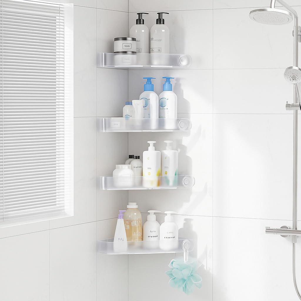 Sotfamily Plastic Shower Caddy Corner (for 90° Only), 4 Pack, Black