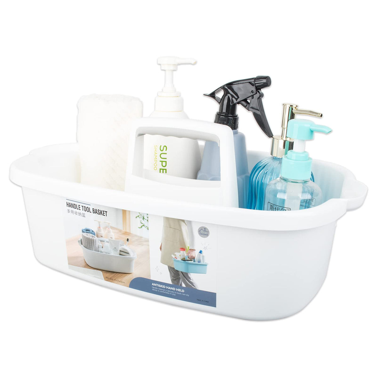JiatuA Large Cleaning Supplies Caddy Portable Shower Caddy Basket Dark Gray