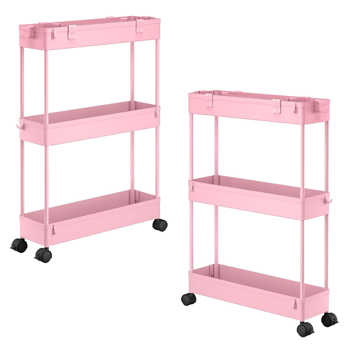 SPACELEAD Slim Storage Cart 3 Tier,Bathroom Organizer Rolling Utility, Mobile Shelving Unit Slide Out for Office, Kitchen, Laundry Room & Narrow Places,White