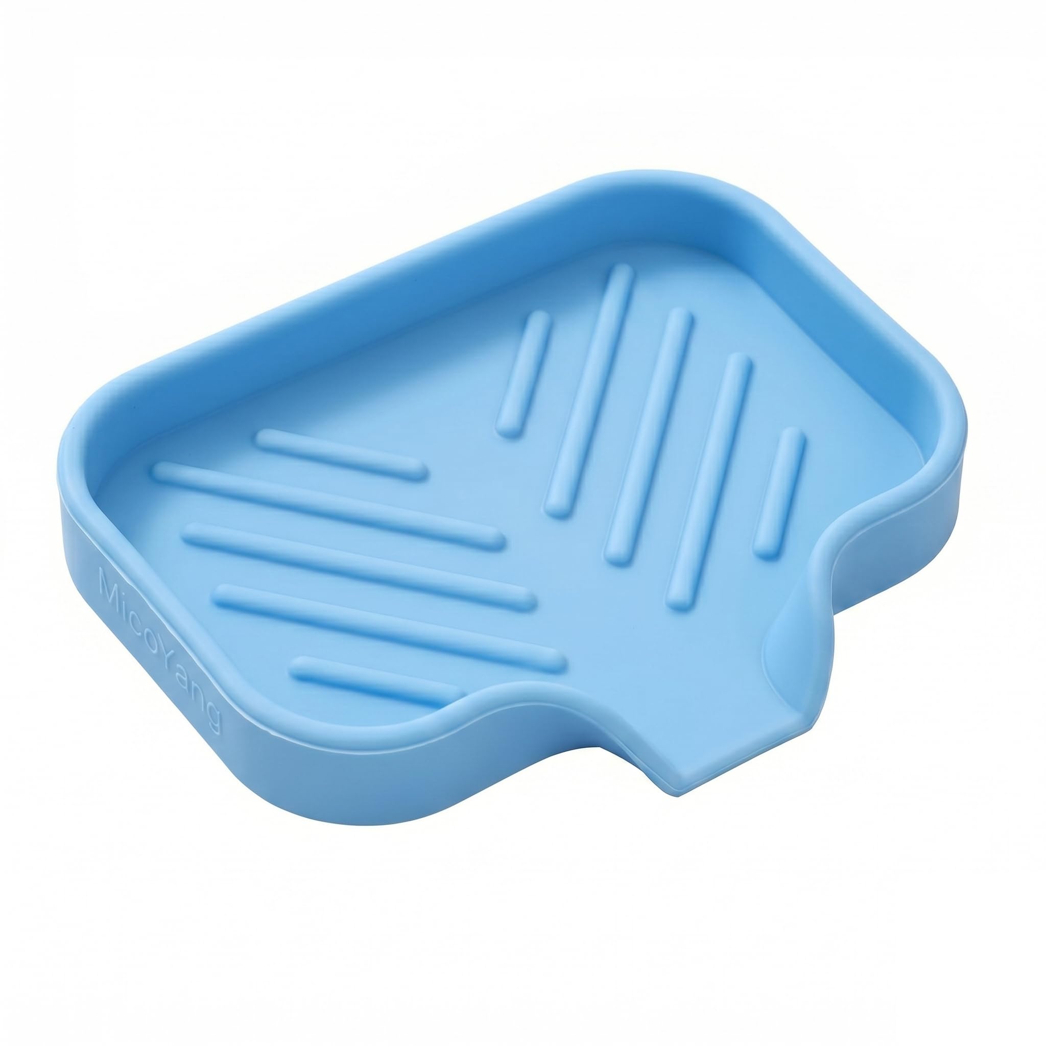 MicoYang Silicone Soap Dish with Drain Spout, Self-Draining Sink Organizer Tray for Bathroom and Kitchen, Sponges, Dispensers and Soap Holder, Non-Slip and Dishwasher Safe, Black (Compact, 4.9"×3.2")