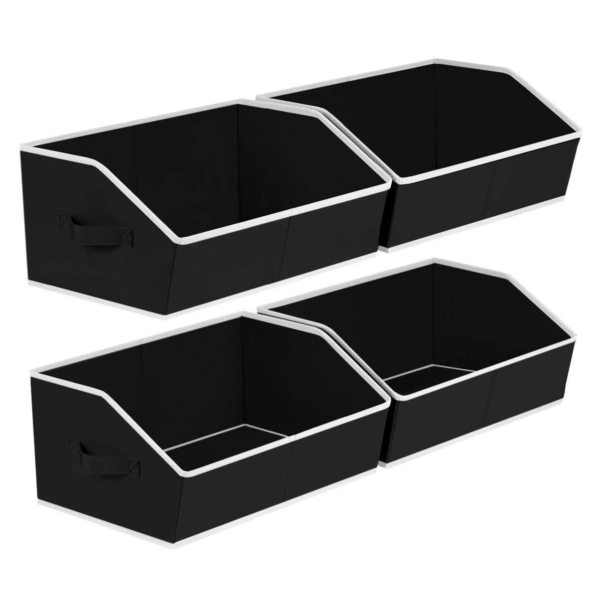 Homsorout Closet Organizers Bins 6 Packs - Large Closet Shelf Organizer with Handles, Fabric Trapezoid Storage Bins, Collapsible Storage Cubes for Clothes, Towels, Light Gray