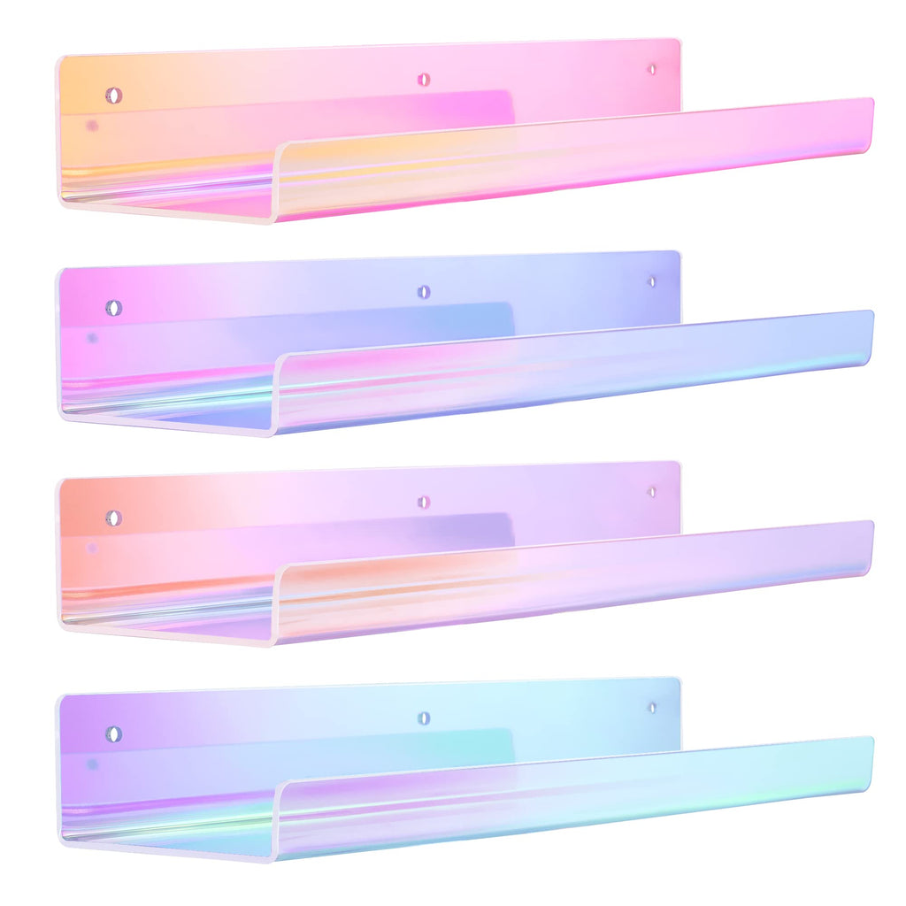 upsimples 4 Pcs 15" Acrylic Shelves for Wall Storage and Organizer, Clear